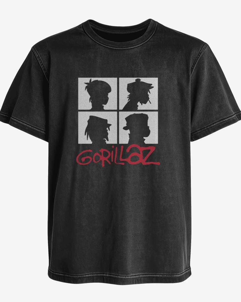 Polera desgastada Gorillaz - Demon Days B&W