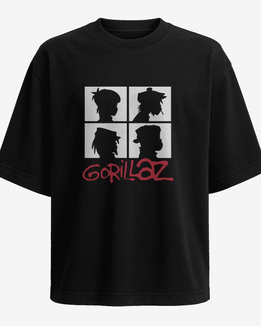 Polera Oversize Gorillaz - Demon Days B&W
