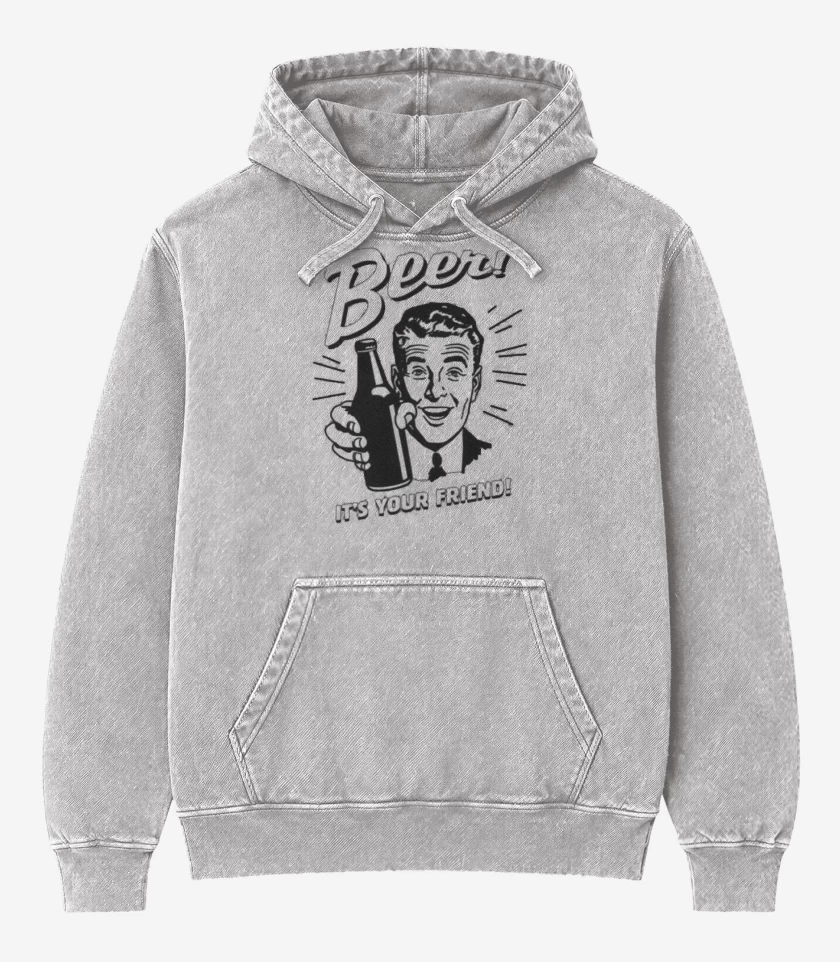 Poleron Canguro Acid Wash Gris Melange de CHELA AMIGA 