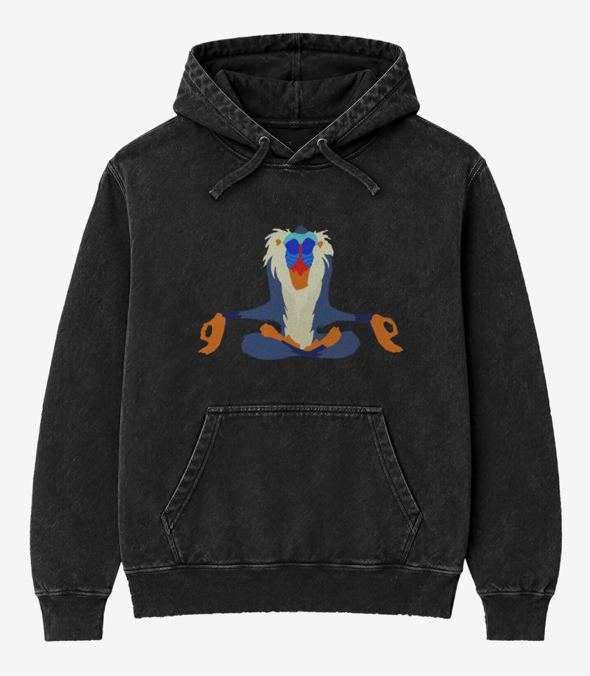 Poleron Canguro Acid Wash Negro de Rafiki