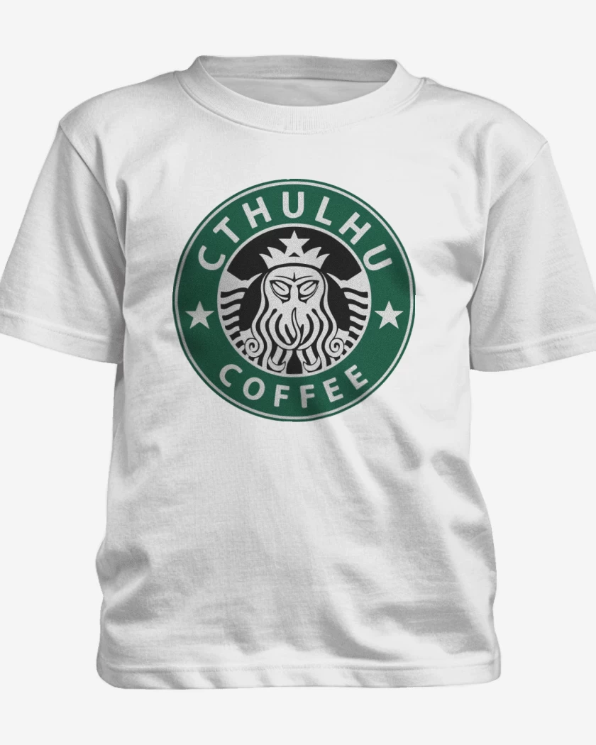 Polera de niño Blanco de Cthulhu Coffee