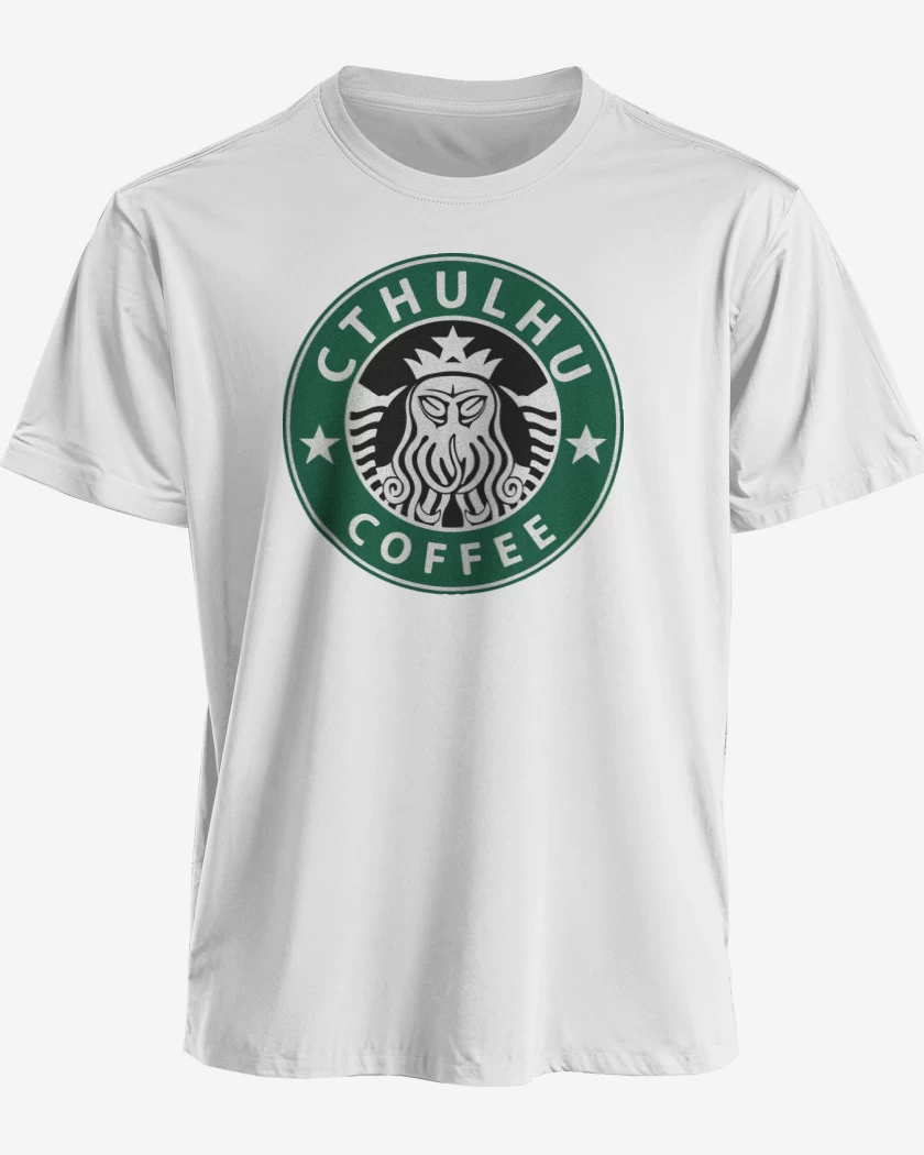 Polera premium Blanco de Cthulhu Coffee