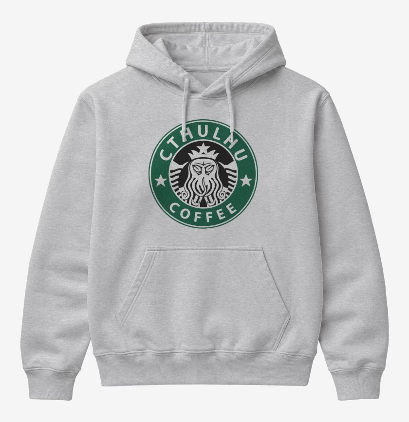 Poleron Canguro básico Gris Melange de Cthulhu Coffee