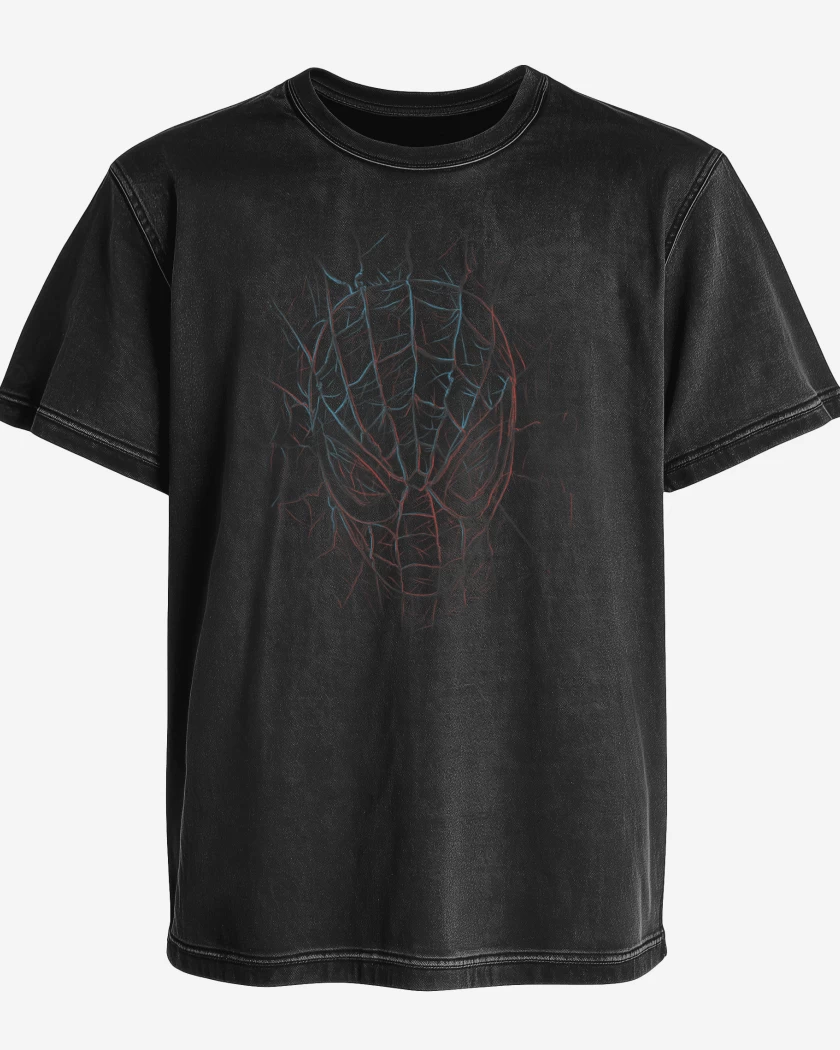 Polera desgastada Negro de spider 2