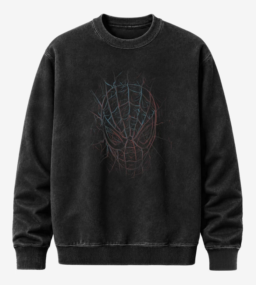 Poleron Polo Acid Wash Negro de spider 2