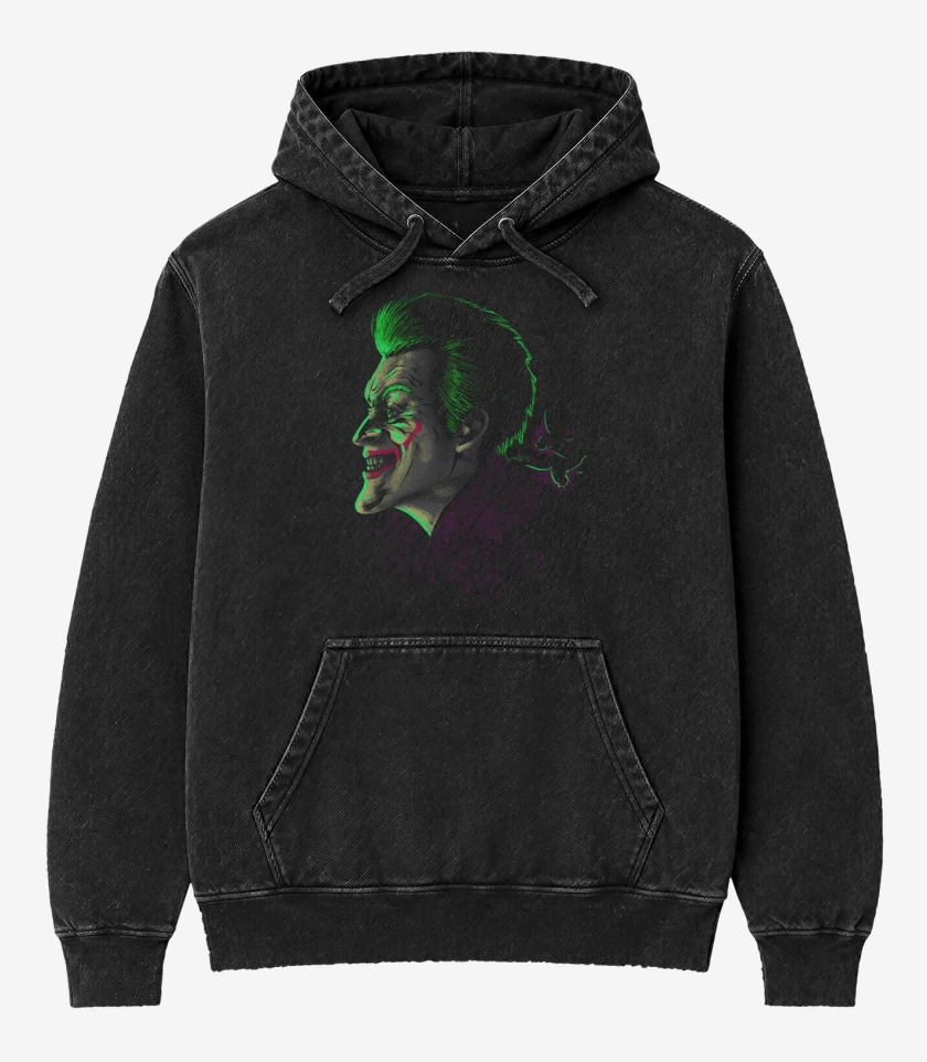 Poleron Canguro Acid Wash Negro de Comodin