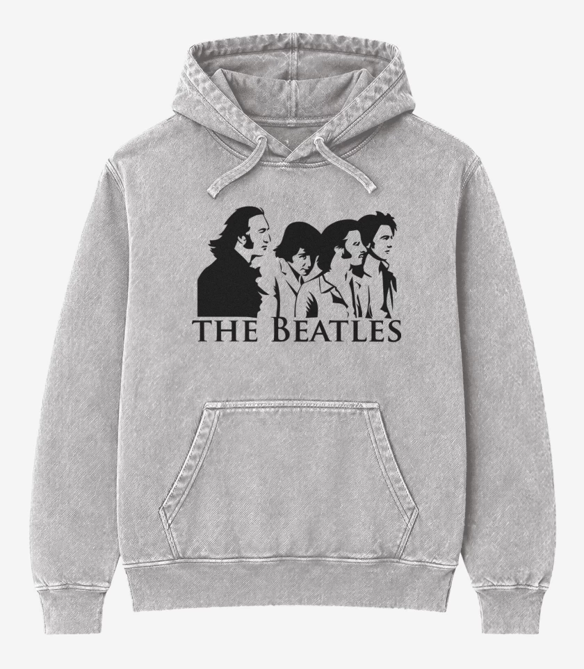 Poleron Canguro Acid Wash Gris Melange de The Beatles V2