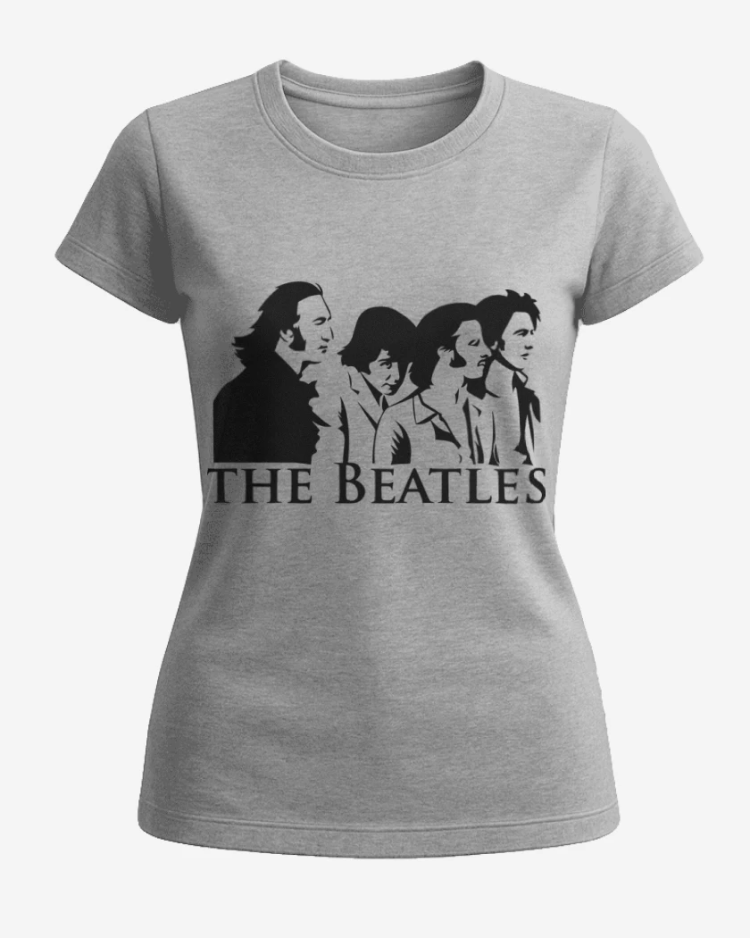 Polera de Mujer Gris Melange de The Beatles V2