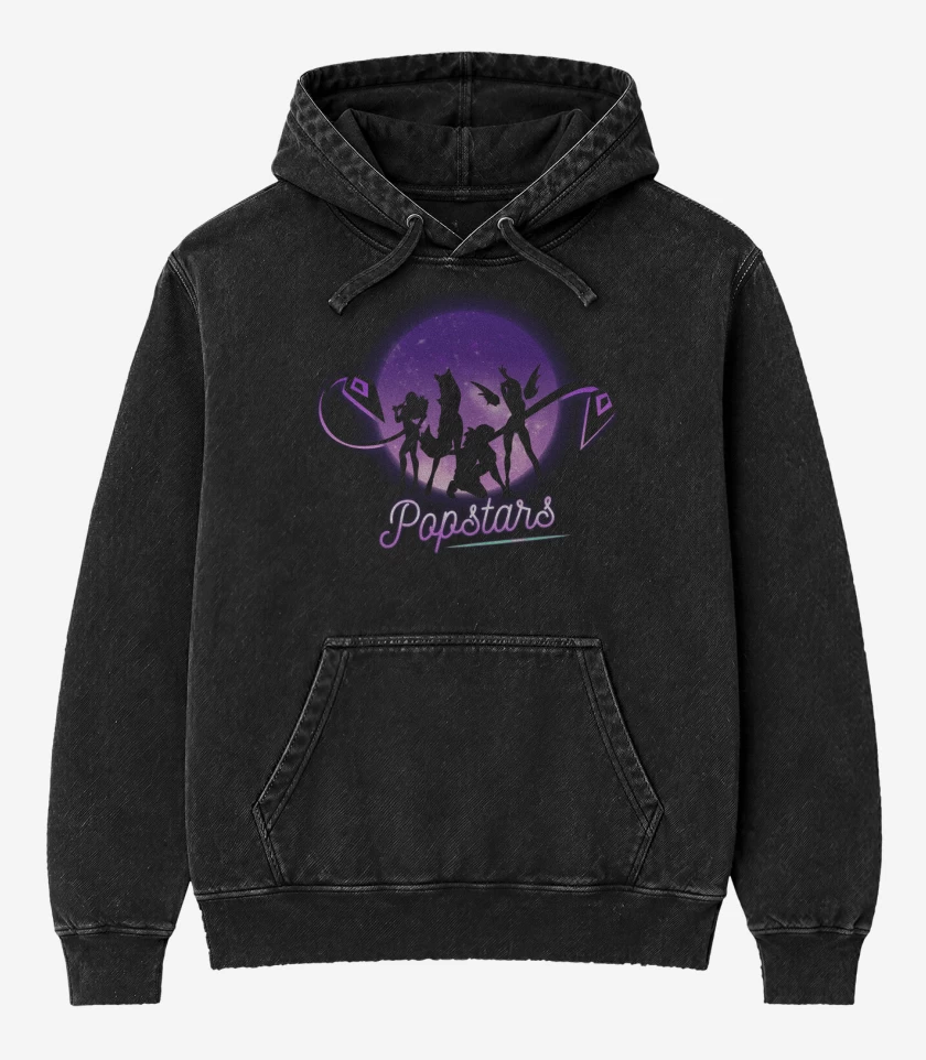 Poleron Canguro Acid Wash Negro de Popstar