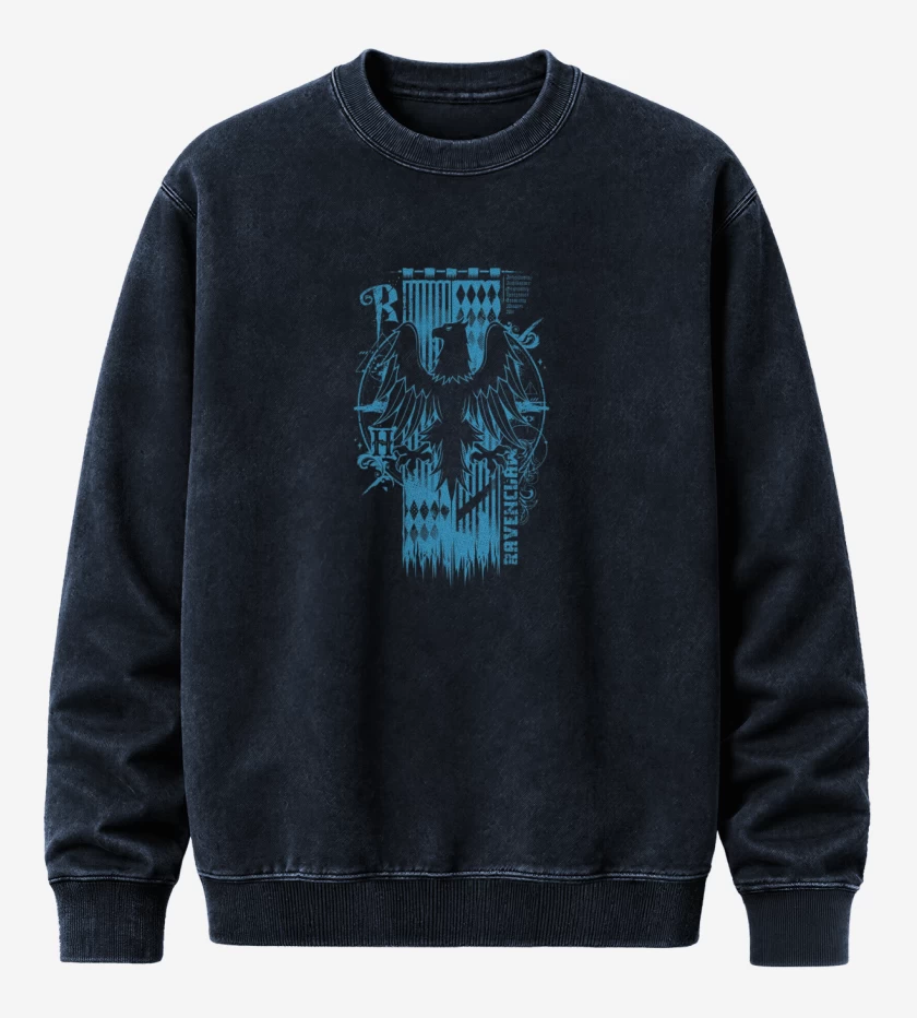 Poleron Polo Acid Wash Azul Marino de Escudo Ravenclaw