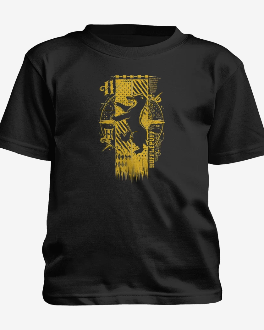 Polera de niño Negro de escudo hufflepuff