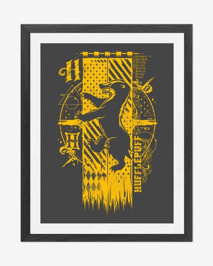 Cuadro decorativo Carbon de escudo hufflepuff