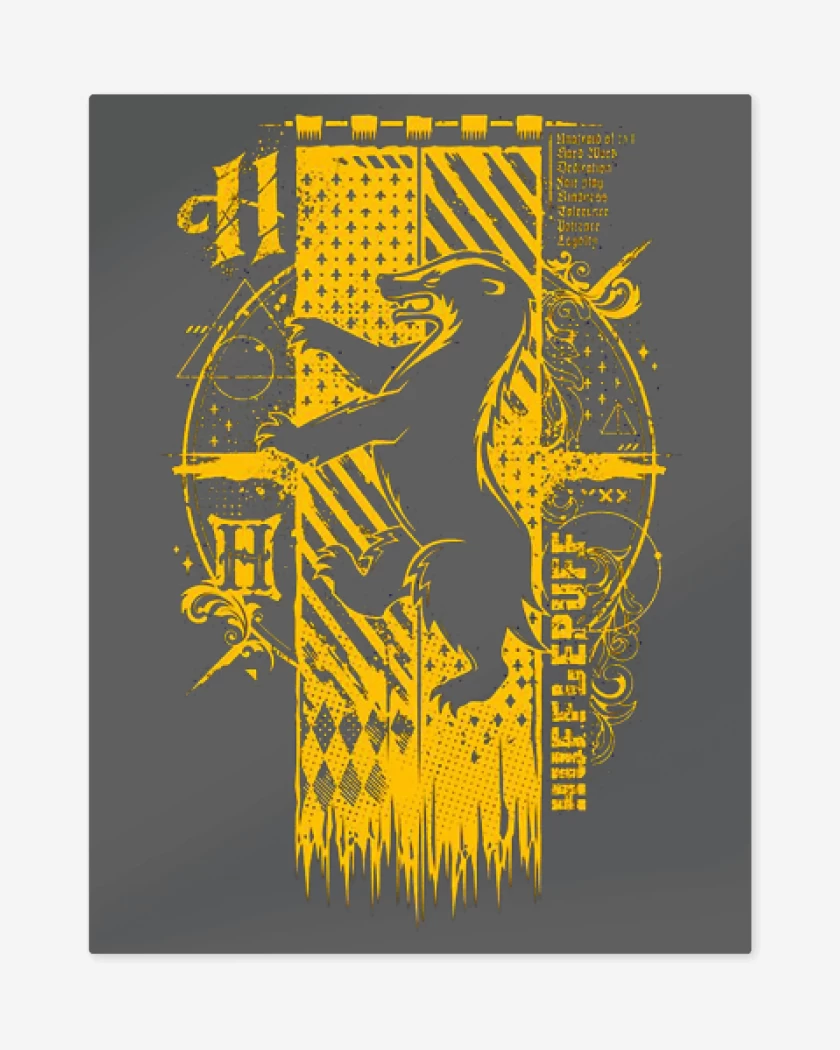 Print metalico Carbon de escudo hufflepuff