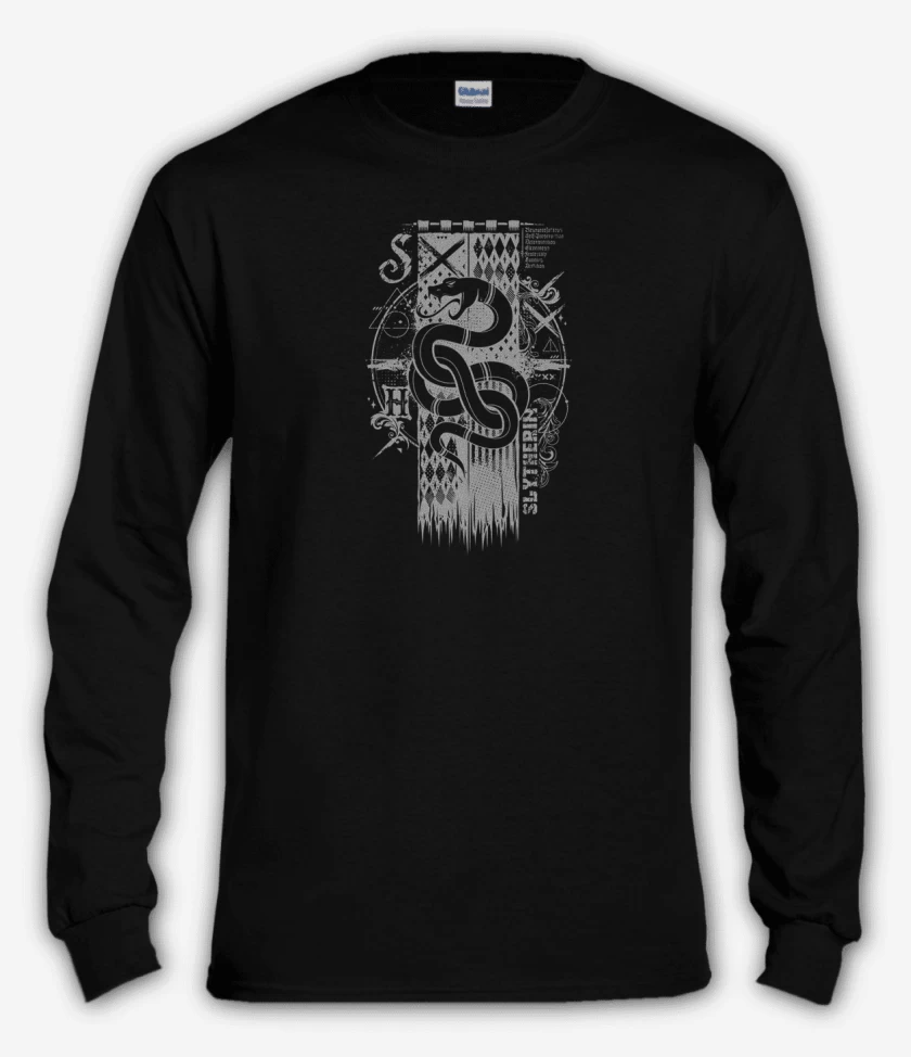 Polera manga larga Negro de Escudo slythering