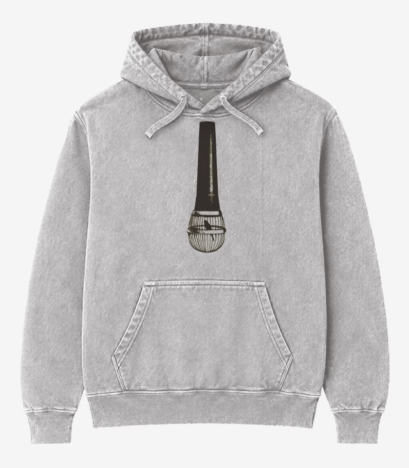 Poleron Canguro Acid Wash Gris Melange de Freedom Speech