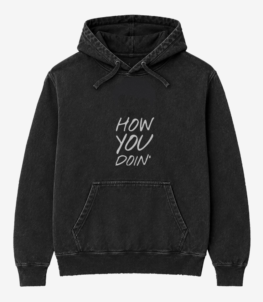 Poleron Canguro Acid Wash Negro de How you doin