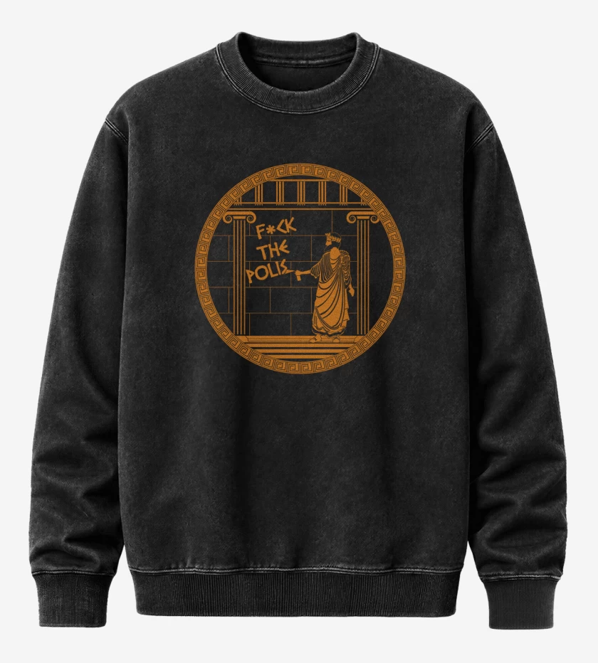 Poleron Polo Acid Wash Negro de F*ck the polis