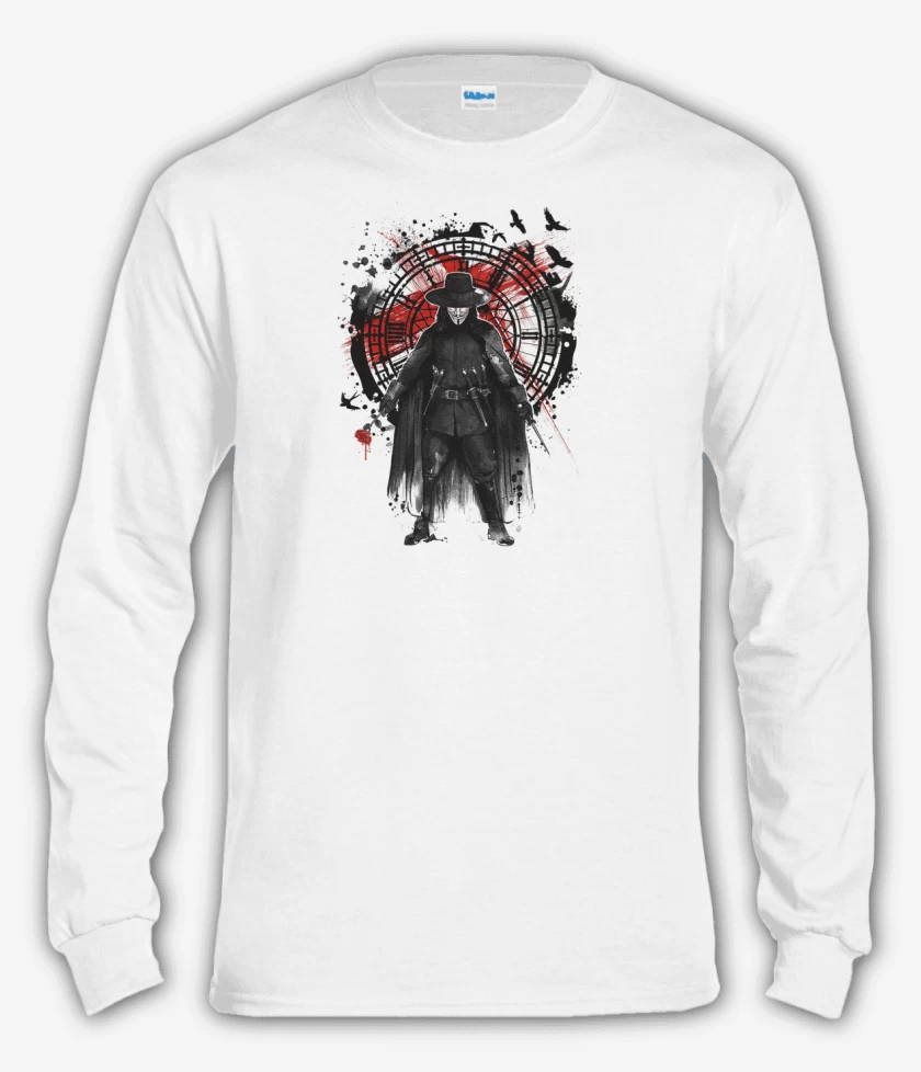 Polera manga larga Blanco de V for Vendetta 2