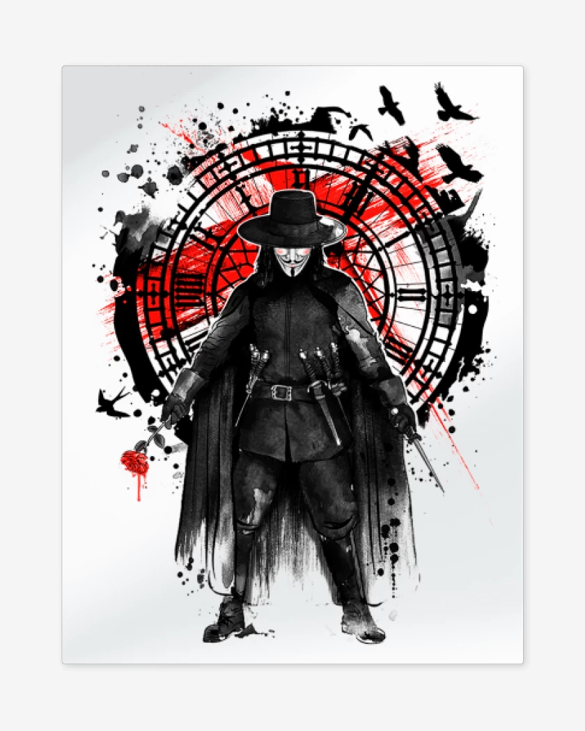 Print metalico Blanco de V for Vendetta 2