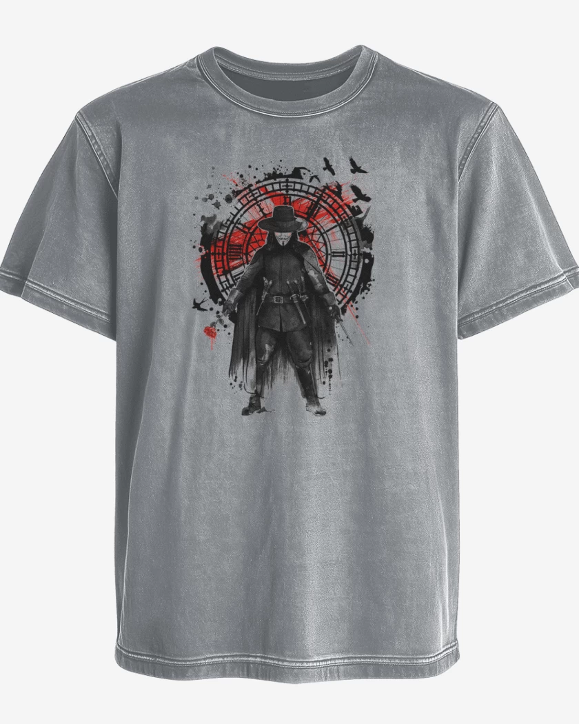 Polera desgastada Gris Melange de V for Vendetta 2