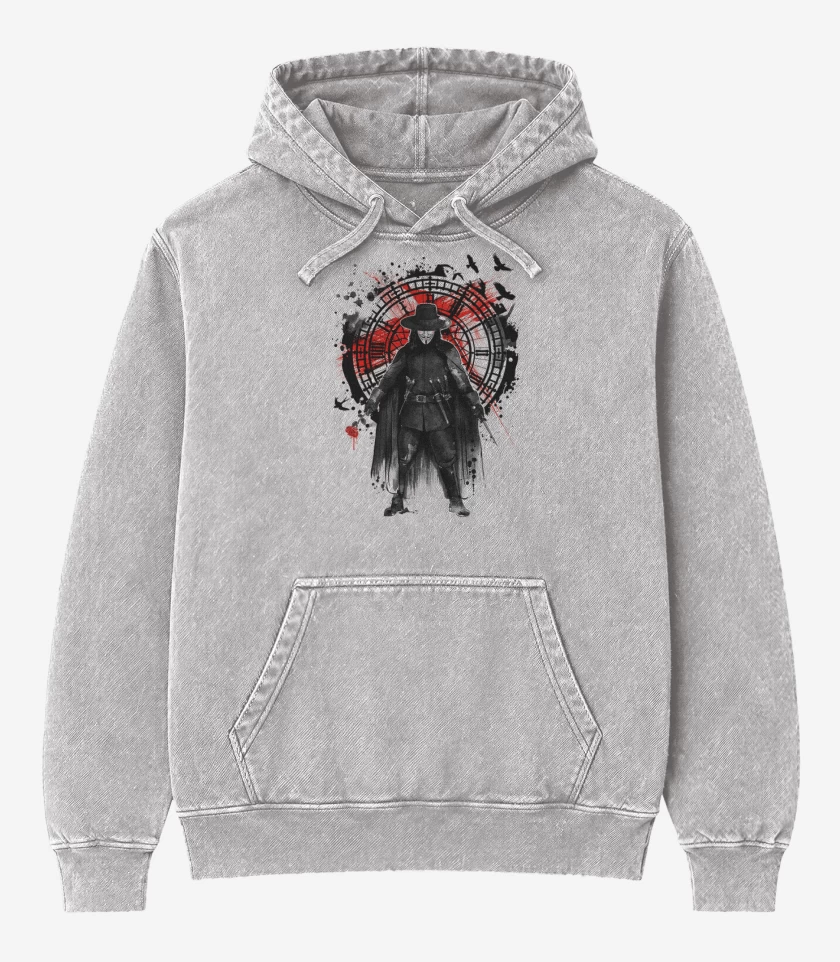 Poleron Canguro Acid Wash Gris Melange de V for Vendetta 2