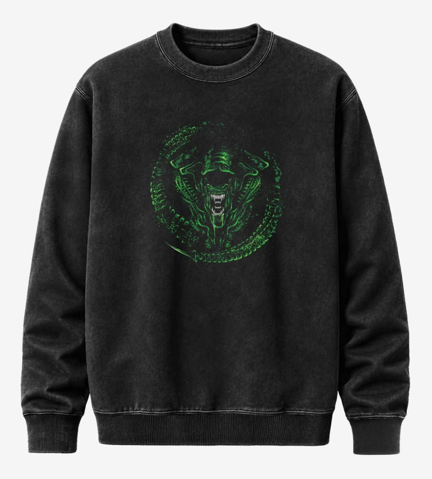 Poleron Polo Acid Wash Negro de Alien 3
