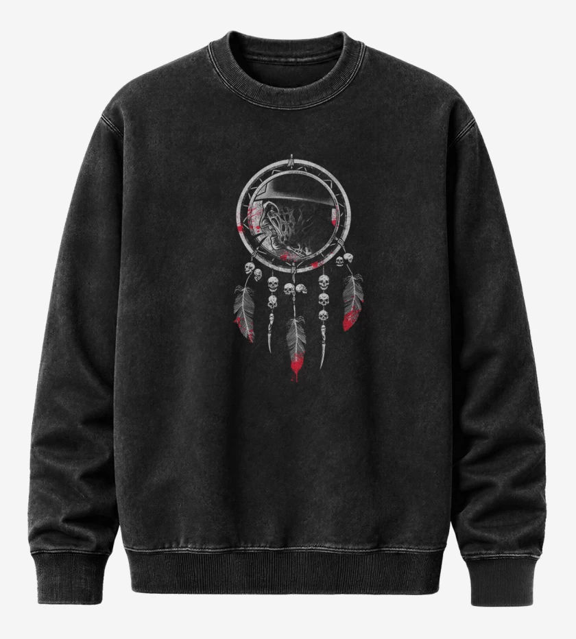 Poleron Polo Acid Wash Negro de freddy atrapador de sueños
