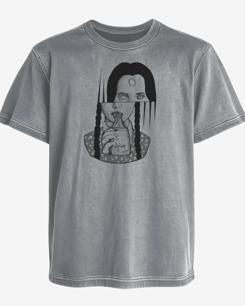 Polera desgastada Gris Melange de merlina 2