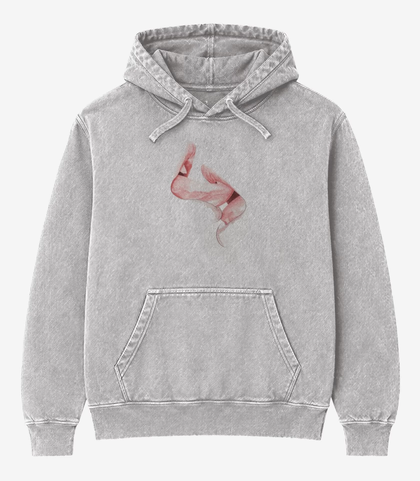 Poleron Canguro Acid Wash Gris Melange de kiss pink 