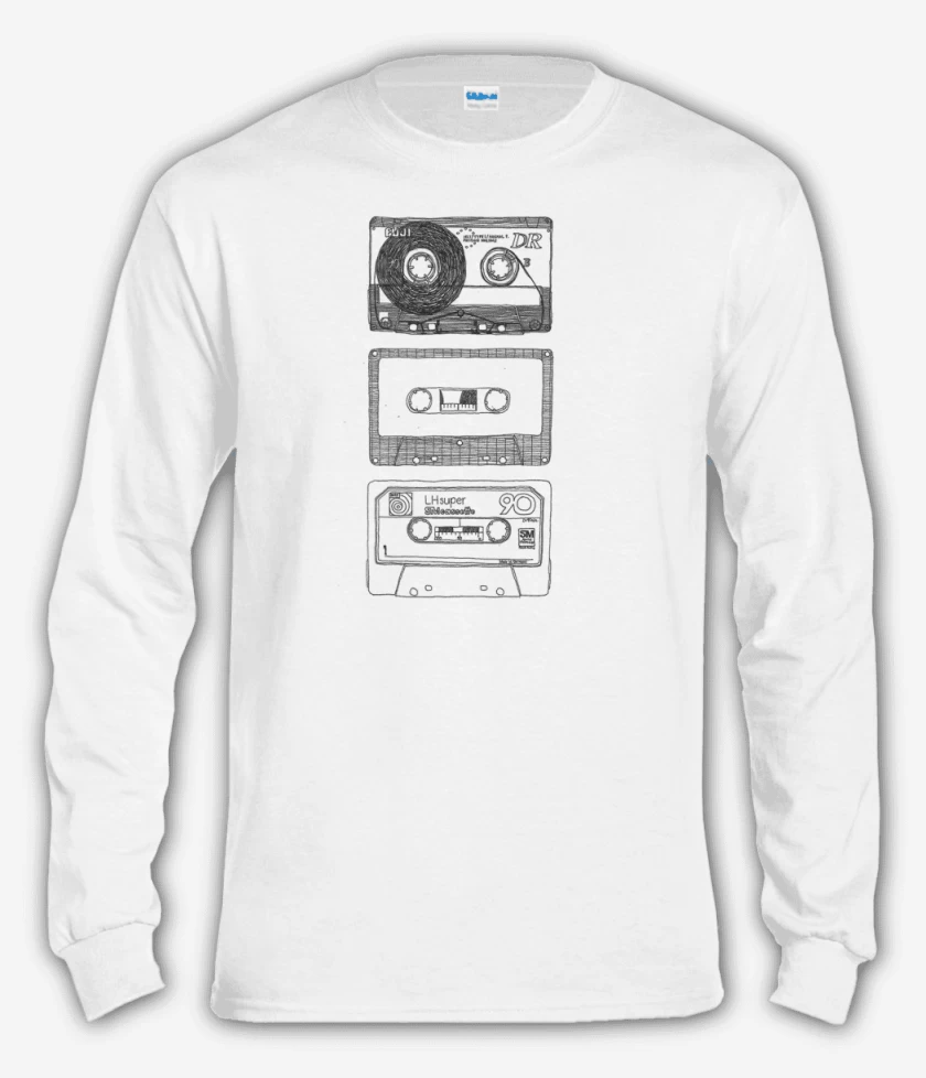 Polera manga larga Blanco de Cassettes 1 