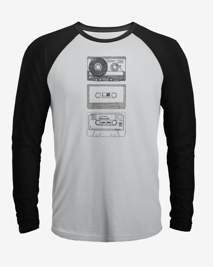 Polera Raglan Blanco / Negro de Cassettes 1 