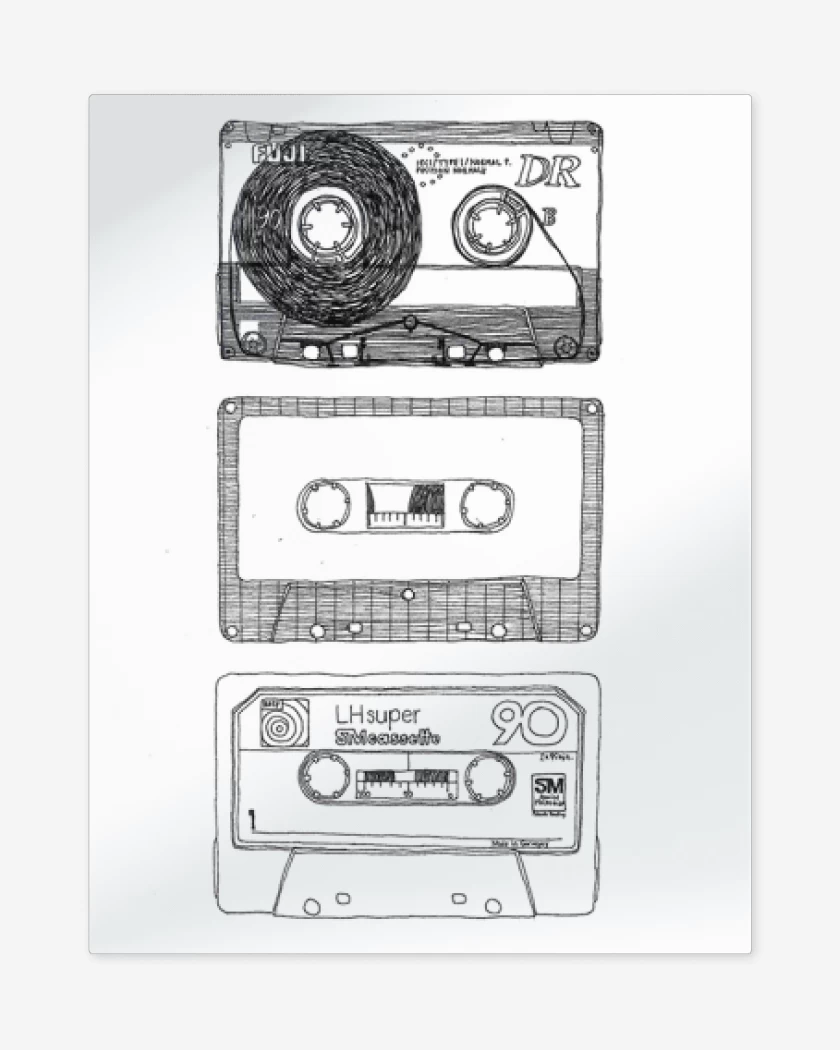Print metalico Blanco de Cassettes 1 