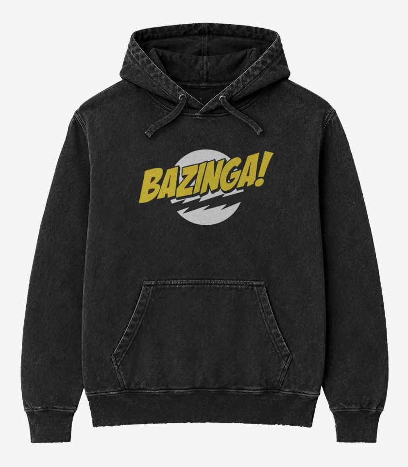 Poleron Canguro Acid Wash Negro de Bazinga!