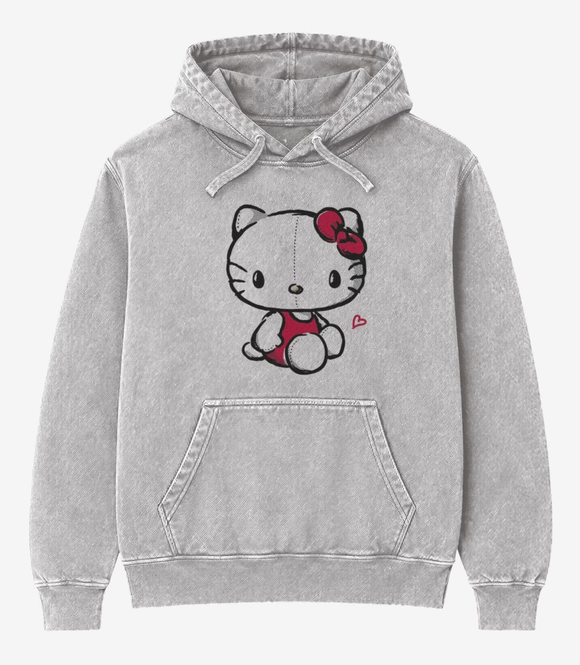 Poleron Canguro Acid Wash Gris Melange de Kitty 