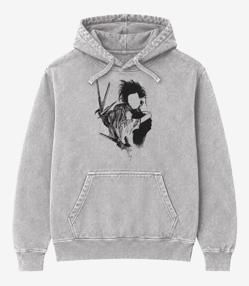Poleron Canguro Acid Wash Gris Melange de Edward y Kim 