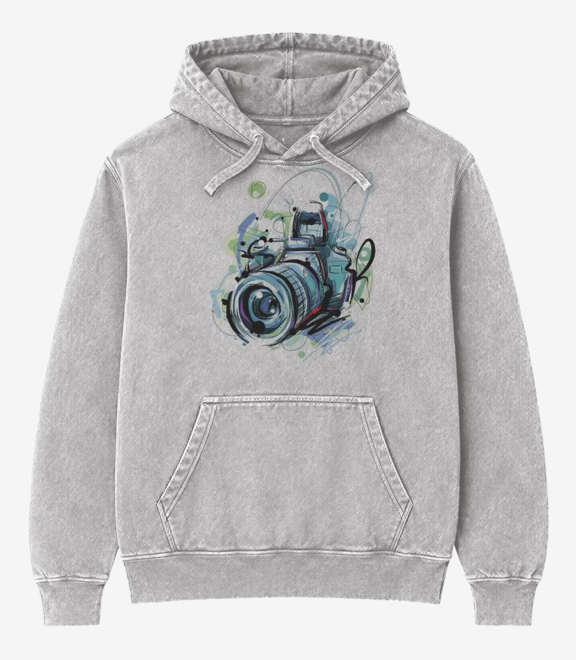 Poleron Canguro Acid Wash Gris Melange de Reflex color