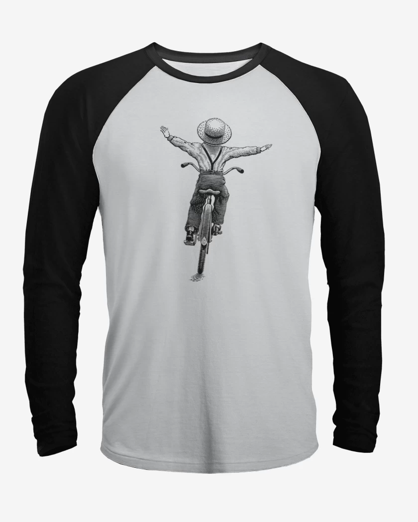 Polera Raglan Blanco / Negro de Bike free kid 