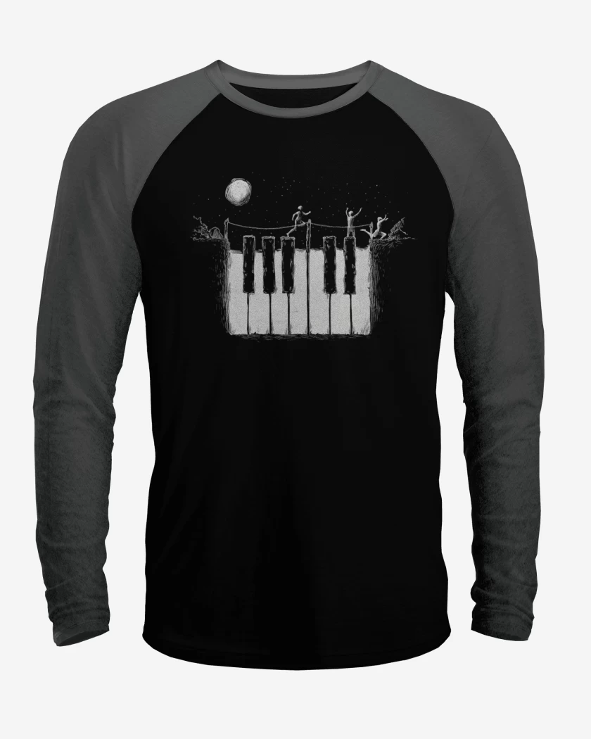 Polera Raglan Negro / Negro Heather de Piano noche 