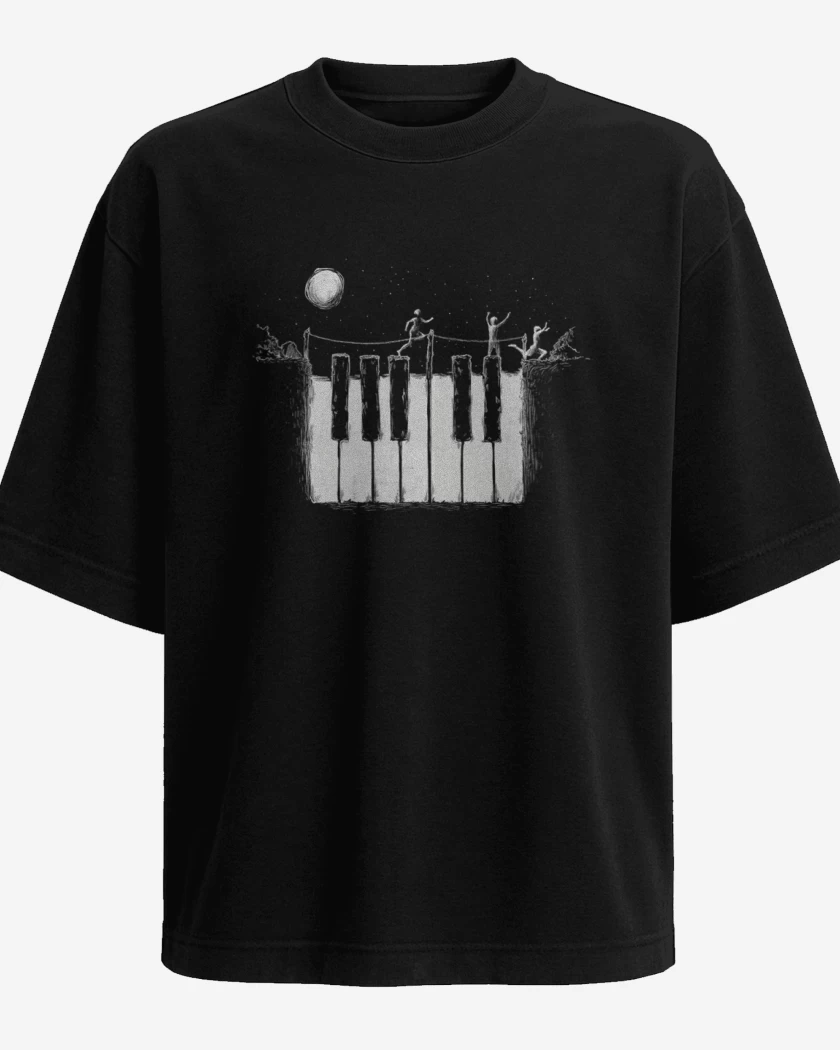 Polera Oversize Negro de Piano noche 