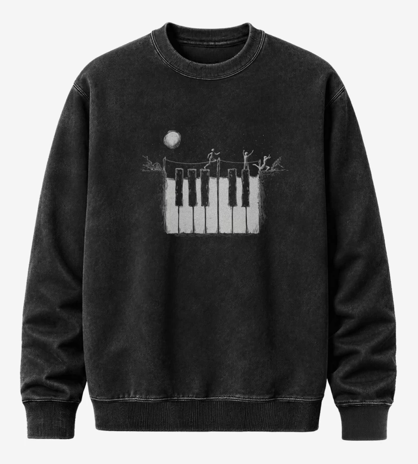 Poleron Polo Acid Wash Negro de Piano noche 