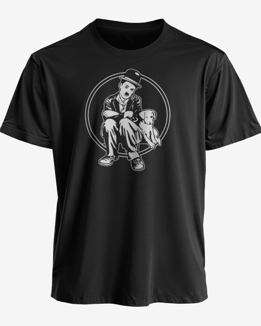 Polera premium Negro de Chaplin perrito