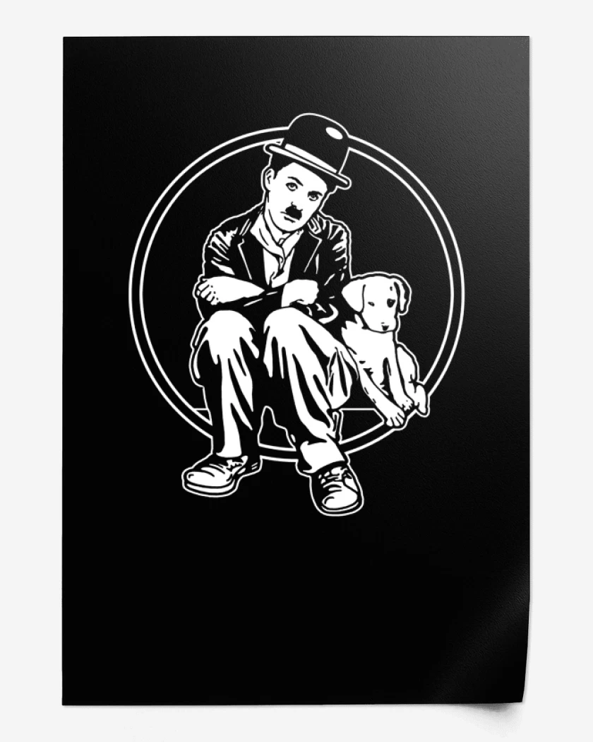Print Negro de Chaplin perrito