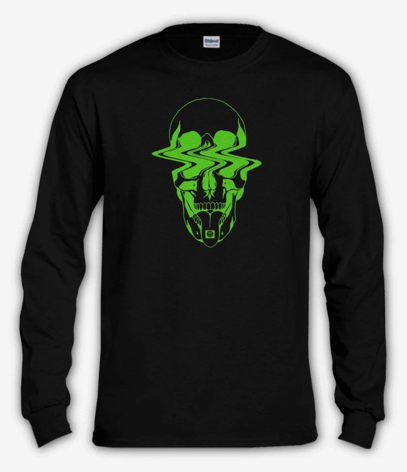 Polera manga larga Negro de Trippy skull