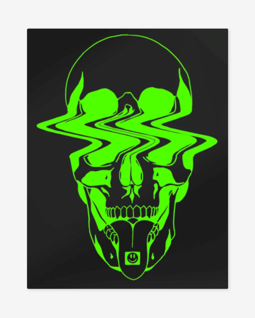Print metalico Negro de Trippy skull