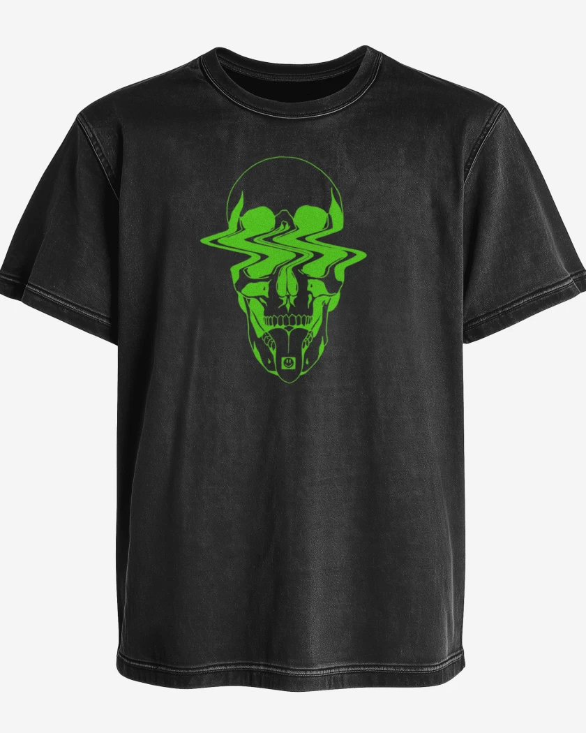 Polera desgastada Negro de Trippy skull