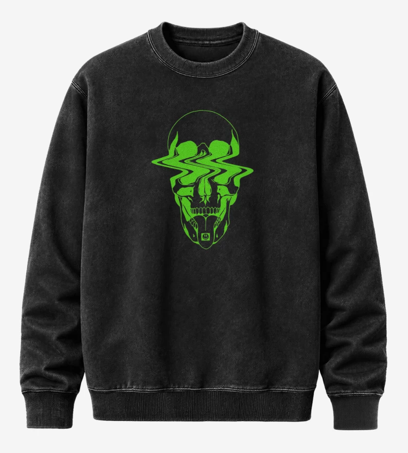 Poleron Polo Acid Wash Negro de Trippy skull
