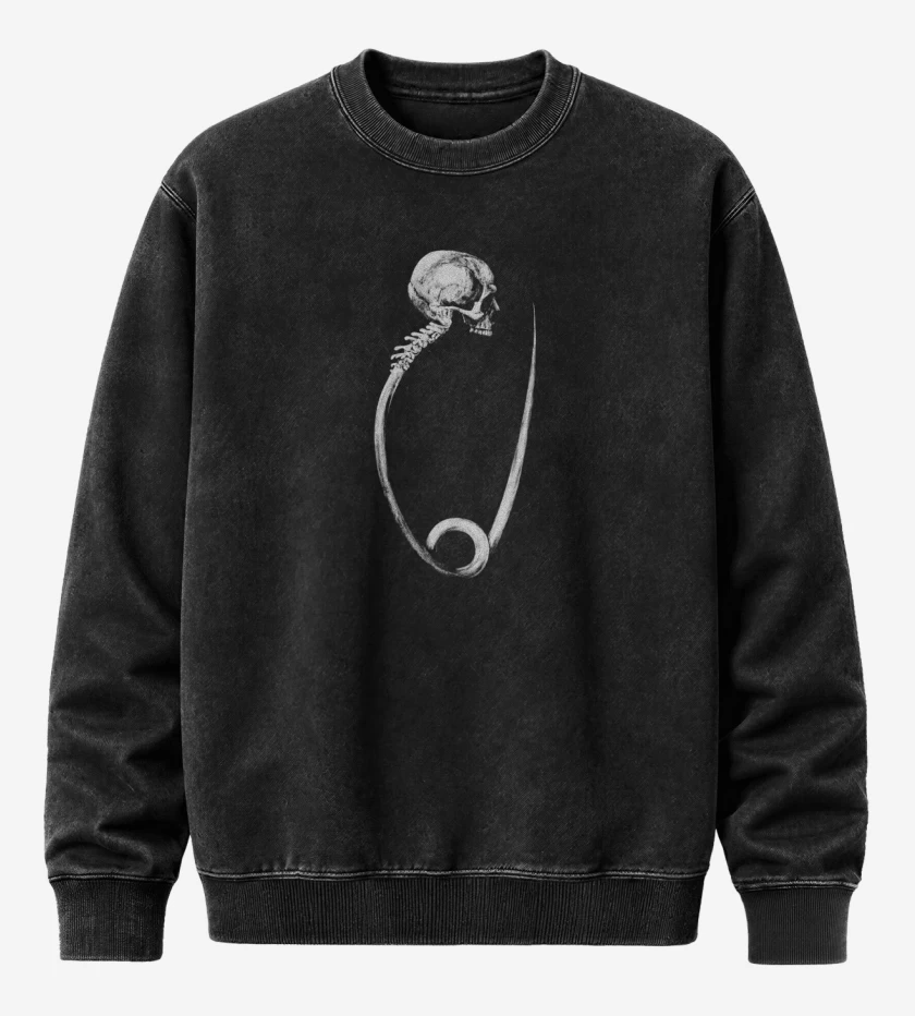 Poleron Polo Acid Wash Negro de skull 5