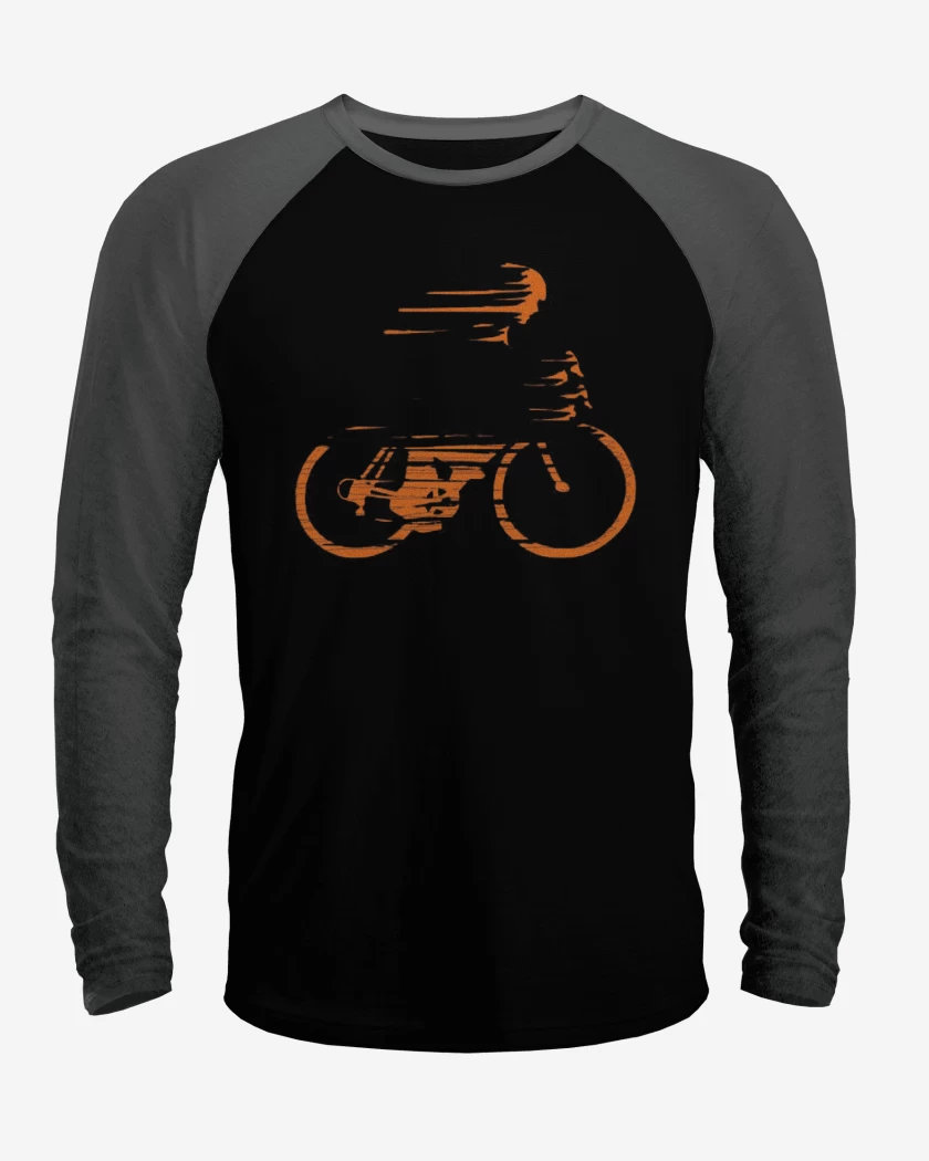 Polera Raglan Negro / Negro Heather de bici veloz
