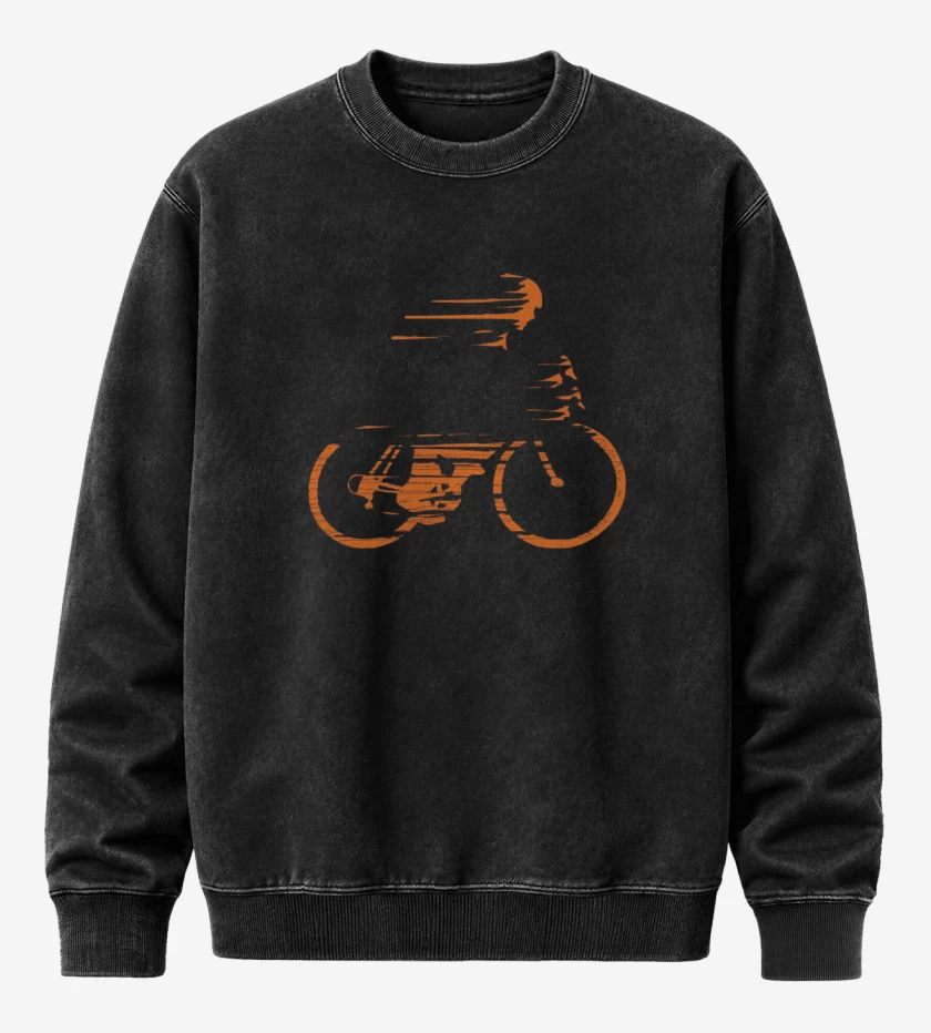 Poleron Polo Acid Wash Negro de bici veloz