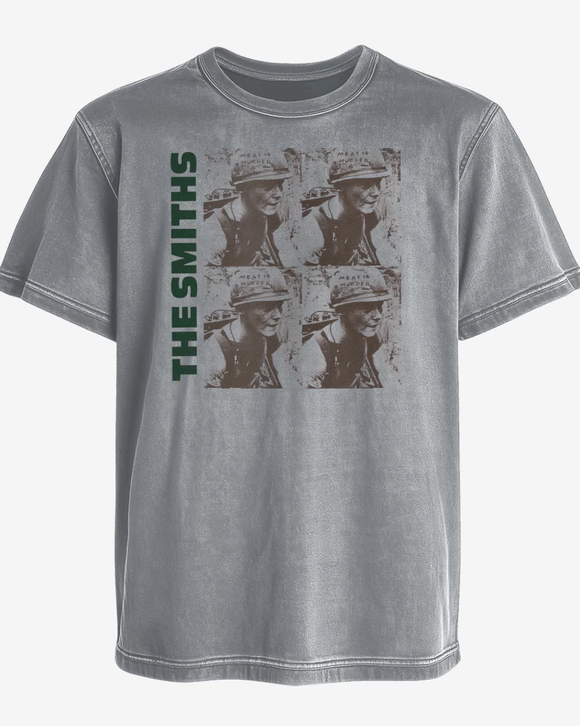 Polera desgastada Gris Melange de The smiths meat is murder